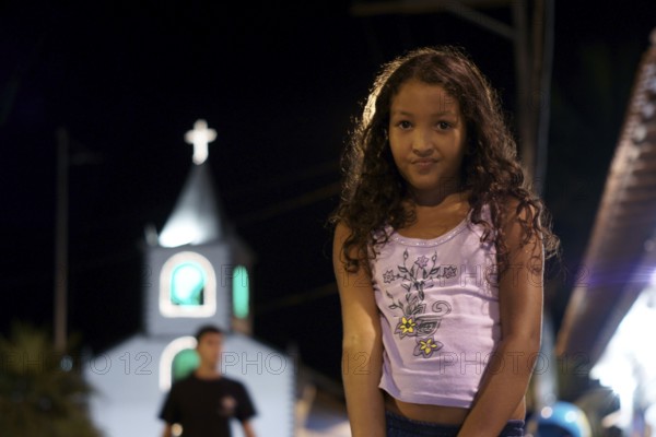 Church, Girl, Ilha Grande, Rio de Janeiro, Brazil