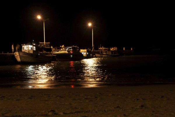 Beach at Night, Boats, Ilha Grande, Rio de Janeiro, Brazil