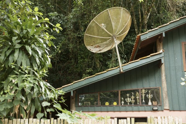 House, Satellite dish, North coast, Camburi, São Paulo, Brazil
