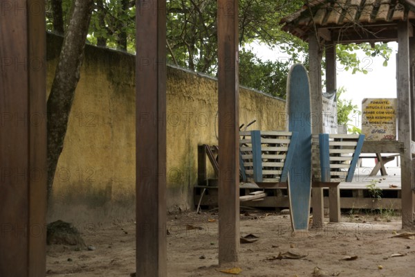 Board, Garbage cans, North coast, Camburi, São Paulo, Brazil