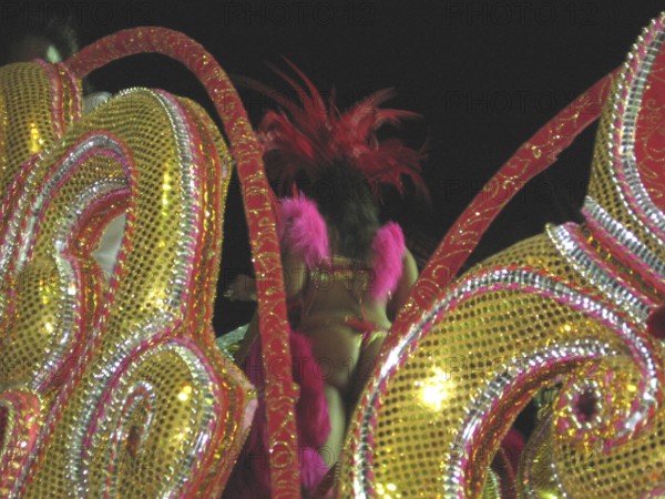 Car of Moulin Rouge Ballerinas, Concentration of the School of Samba Grande Rio, Carnival 2009, Rio de Janeiro, Brazil