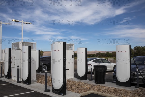 Green River, Utah - Tesla electric car charging station in the Utah desert