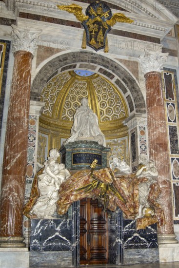 Opulently designed tomb of Pope Alexander VII in St. Peter's Basilica, Basilica of St. Peter's Basilica, Vatican, Rome, Lazio, Italy