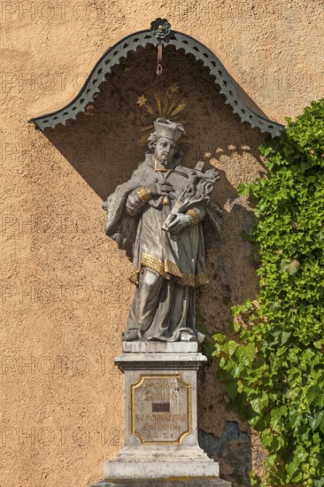 Slulptur of Saint Nepomuk with canopy, Going am Wilden Kaiser, Tyrol, Austria
