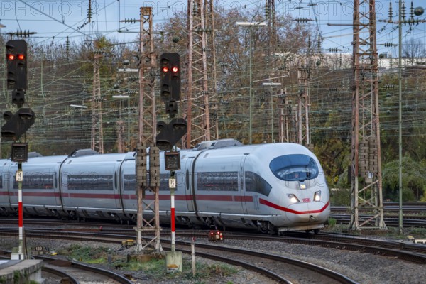 ICE train entering Essen Central Station, North Rhine-Westphalia, Germany