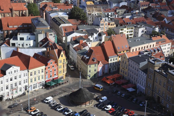 City panorama from above, Market Square, Stralsund, Hanseatic City of Stralsund, Vorpommern-Rügen District, Mecklenburg-Western Pomerania, Germany