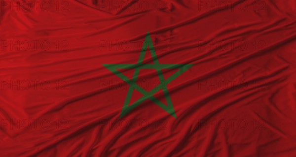 Moroccan flag waving. Flag of Morocco with cloth texture