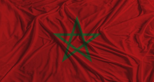 Morocco flag with fabric texture background. National flag of Morocco with cloth texture