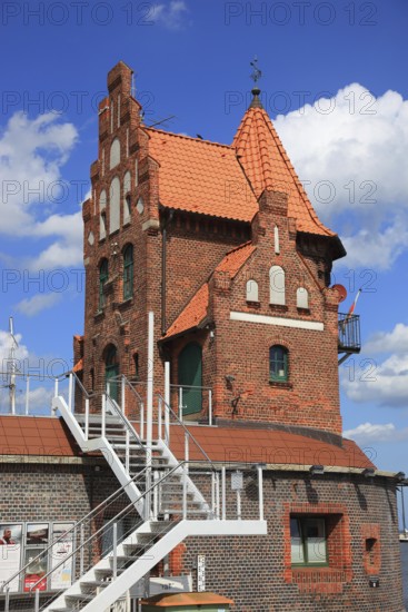 Pilot house, a heritage-protected building in the city's harbor, Stralsund, Vorpommern-Rügen district, Mecklenburg-Western Pomerania, Germany