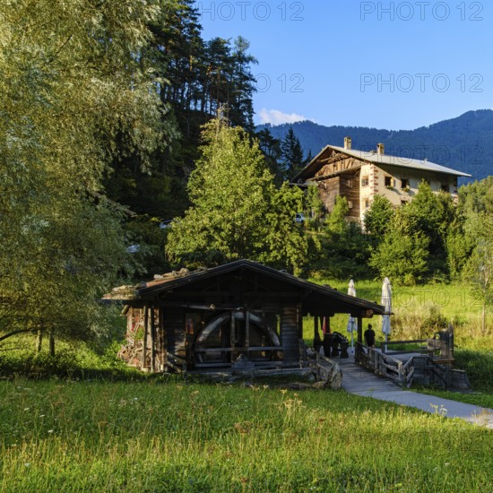 Replica of a historic mill in Piburg near Lake Piburg in Oetz im Ötztal, Tyrol, Austria