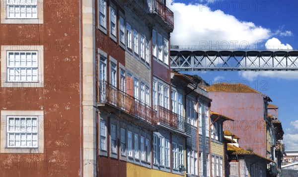 Beautiful and colorful Porto Streets near Rio Douro in historic center
