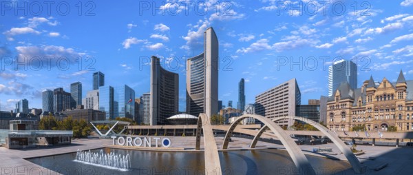 Scenic Toronto financial district skyline in the city downtown
