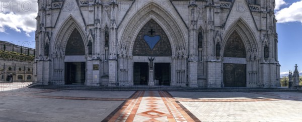 Cathedral Basilica of National Vow in historic center of Quito, Ecuador. Roman catholic church