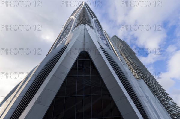 Miami harbor and downtown financial skyline