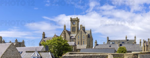 Lerwick, a coastal city in Shetland Scotland British Islands in England with scenic medieval houses