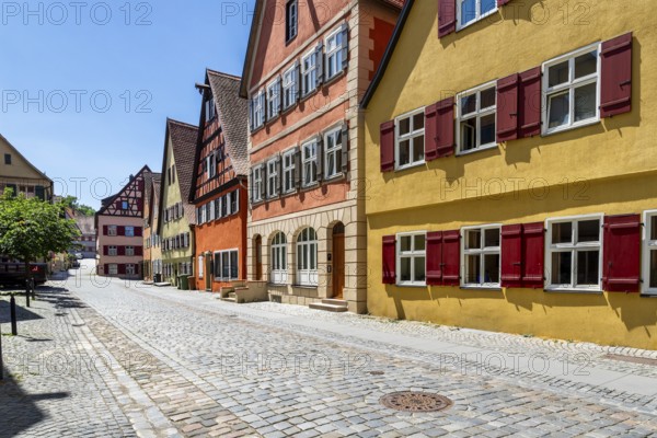 Colorful houses, Old historical city of Dinkelsbühl, middle Franconia, Bavaria, Germany