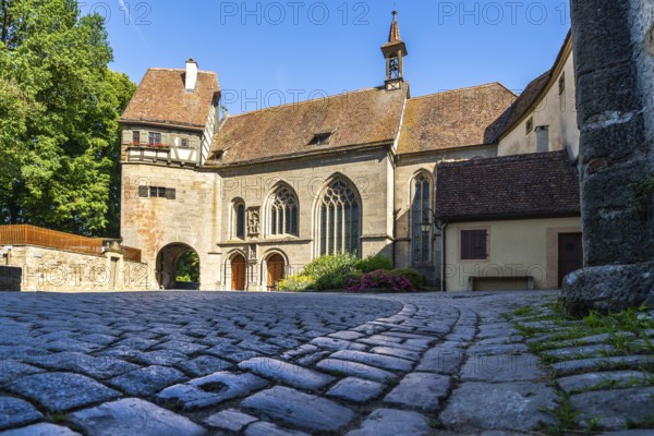 Castle garden, historical city of Rothenburg ob der Tauber, middle Franconia, Bavaria, Germany