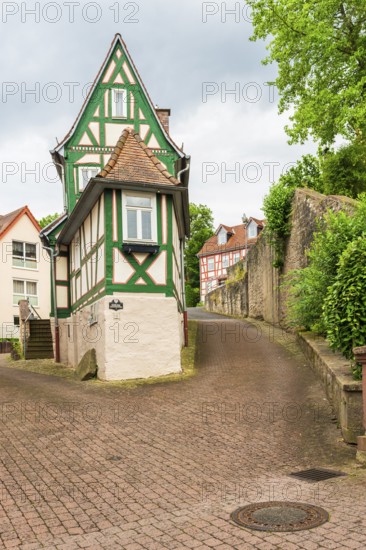 Old half-timbered house, spa city of Bad Orb, Spessart Nature Park, Main-Kinzig district, Hesse, Germany
