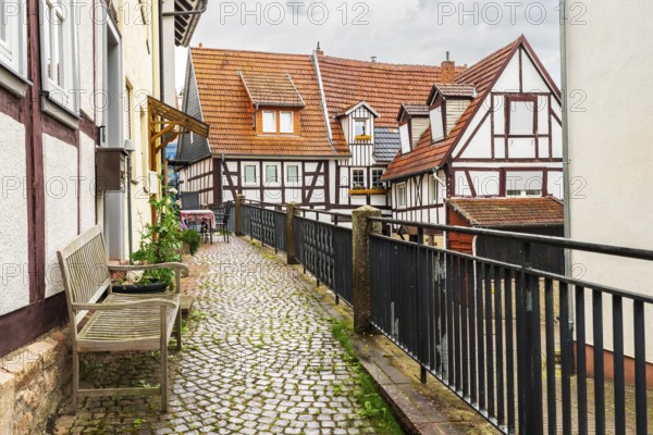 Half-timbered house, Spa city of Bad Orb, Spessart Nature Park, Main-Kinzig district, Hesse, Germany
