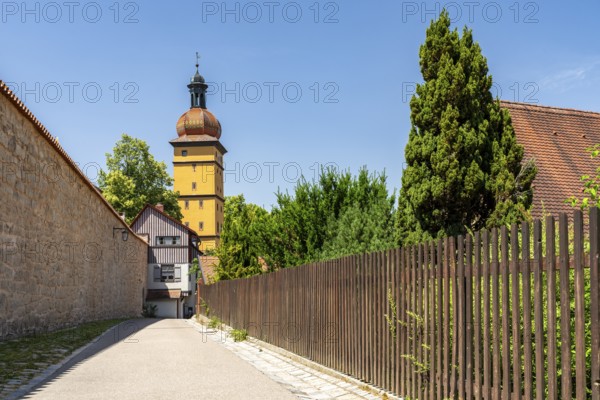 City wall, old historical city of Dinkelsbühl, middle Franconia, Bavaria, Germany