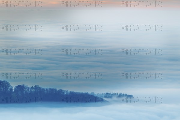 Inversion weather, fog, autumn, Breitenstein, Breitenstein, Ochsenwang, Swabian Jura, Baden-Württemberg, Germany