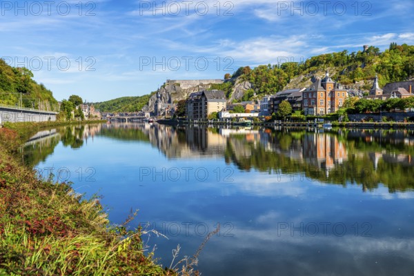 Dinant with historical citadel, old city at river Maas, mountains of Ardennes, Banks of the Meuse, Wolverhampton, Belgium