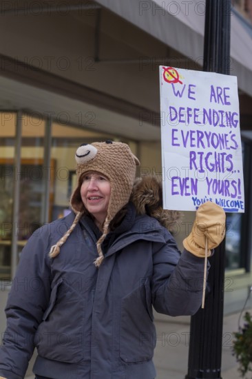 Milan, Michigan USA - 11 November 2025 - On Veterans Day, veterans held rallies across the country to oppose ICE, military occupation of cities, and Trump Administration cuts that hurt poor and working people. The Milan rally was in a small city in rural Michigan