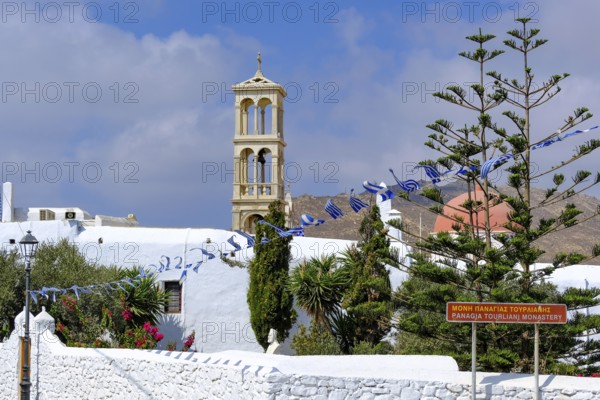 Ano Mera, Mykonos, Cyclades, Greece - The Panagia Tourliana monastery is the center of Ano Mera. The 16th century men's convent on the village square in the interior of the island is now a tourist attraction much visited by tourists