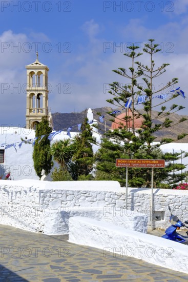 Ano Mera, Mykonos, Cyclades, Greece - The Panagia Tourliana monastery is the center of Ano Mera. The 16th century men's convent on the village square in the interior of the island is now a tourist attraction much visited by tourists