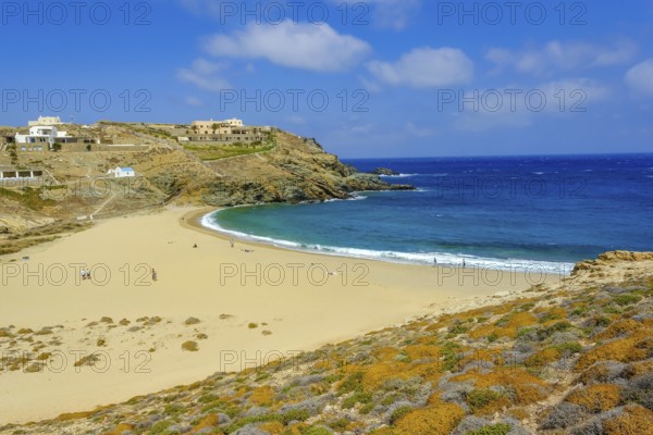 Mykonos, Cyclades, Greece - Fokos Beach, small settlement with sandy beach in the north of the island