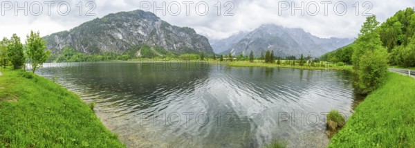 Landscape of Lake Almsee on a rainy day in spring, Salzkammergut, Austria