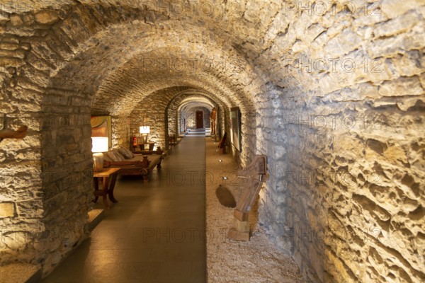 Interior El Monasterio de Boltaña, former monastery now hotel and spa, Boltana, Huesca province, Aragon, Spain