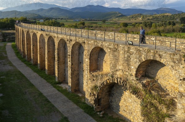 Defensive castle wall historic medieval village of Ainsa, Aínsa-Sobrarbe, Huesca province, Aragon, Spain