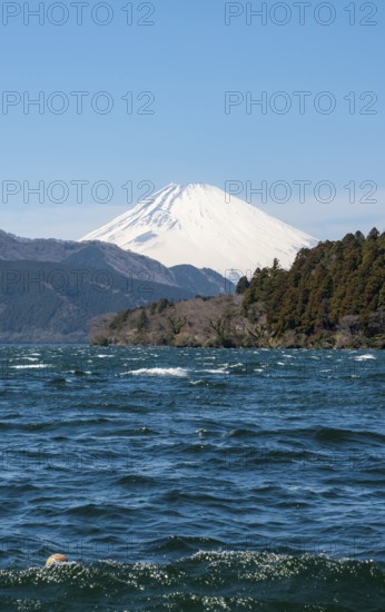 View of Lake Ashi with Mount Fuji volcano, Hakone, Japan