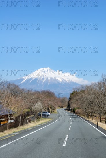 Road leads to Mount Fuji volcano, wanderlust, Yamanashi Prefecture, Japan