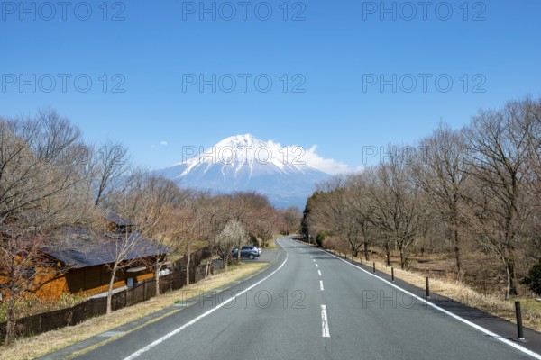 Road leads to Mount Fuji volcano, wanderlust, Yamanashi Prefecture, Japan