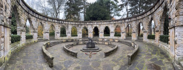 Memorial in memory of for in honor of the dead from the wars In the Wittringer Wald recreation area, Gladbeck, North Rhine-Westphalia, Germany