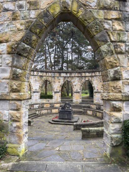 Memorial in memory of for in honor of the dead from the wars In the Wittringer Wald recreation area, Gladbeck, North Rhine-Westphalia, Germany