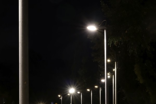 Street lights at night, Germany