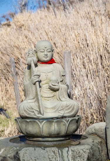 Buddha statue, Owakudani geothermal area at Komagatake volcano, Hakone, Japan