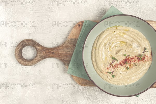 Babaganoush, eggplant appetizer, traditional Lebanese cuisine, homemade, no people, isolate, on a white background