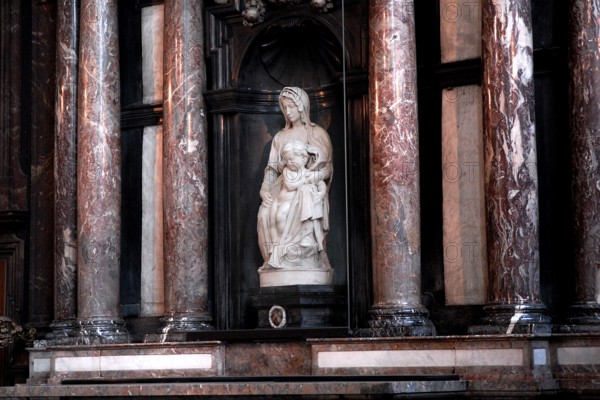 Bruges Madonna, sculpture by Michelangelo from 1501 to 1506, Moscron chapel of the Bruges Church of Our Lady, Bruges, UNESCO World Heritage Site, West Flanders, Flemish Region, Belgium