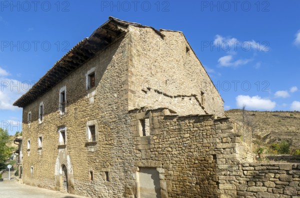 Casa de los Bentura medieval village of Longás, Val d'Onsella, Zaragoza province, Aragon, Spain