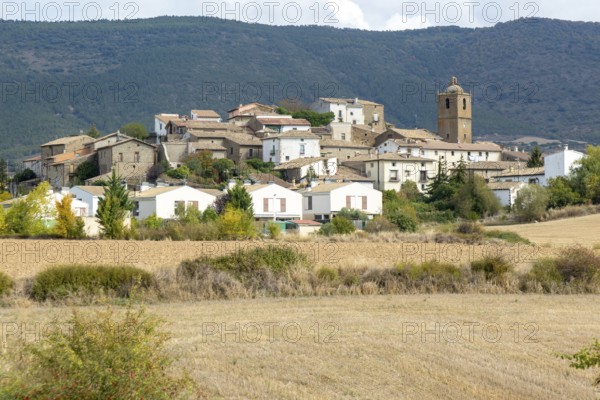 Buildings medieval village of Urriés, Val d'Onsella, Zaragoza province, Aragon, Spain