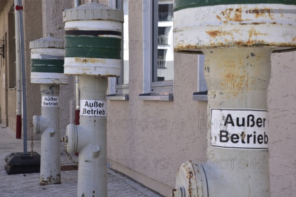 Old hydrants for the municipal water supply of fire departments in case of fire, Bavaria, Germany