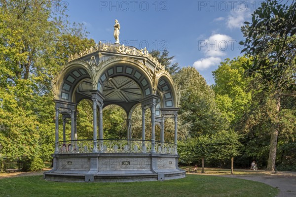 1885 cast iron Kiosk, music pavillion by architect Charles Van Rysselberghe at the Citadelpark, city park at Ghent, East Flanders, Belgium
