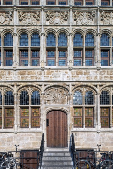 Façade of 16th century guildhall of the Free Boatmen, Gildehuis der Vrije Schippers at the Graslei in the city Ghent, East Flanders, Belgium