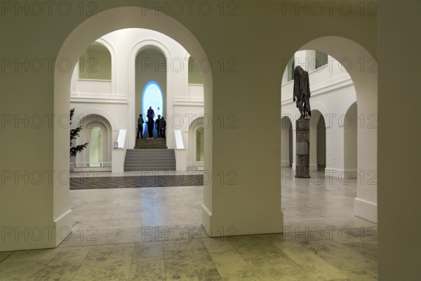 Atrium with light installation by James Turrell, A CHAPEL FOR LUKE and his scribe Lucius the Cyren, sculpture The Arcangelo by Berlinde De Bruyckeres, Diocesan Museum at Freising Cathedral of St. Maria and St. Korbinian, Domberg, Freising, Upper Bavaria, Germany
