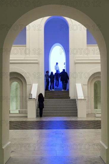 Atrium with light installation by James Turrell, A CHAPEL FOR LUKE and his scribe Lucius the Cyren, Diocesan Museum at Freising Cathedral St. Maria and St. Korbinian, Domberg, Freising, Upper Bavaria, Bavaria, Germany