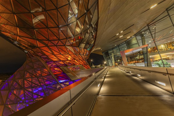 Bundbeleuchtete BMW-Welt, Petuelring, Munich, Upper Bavaria, Bavaria, Germany